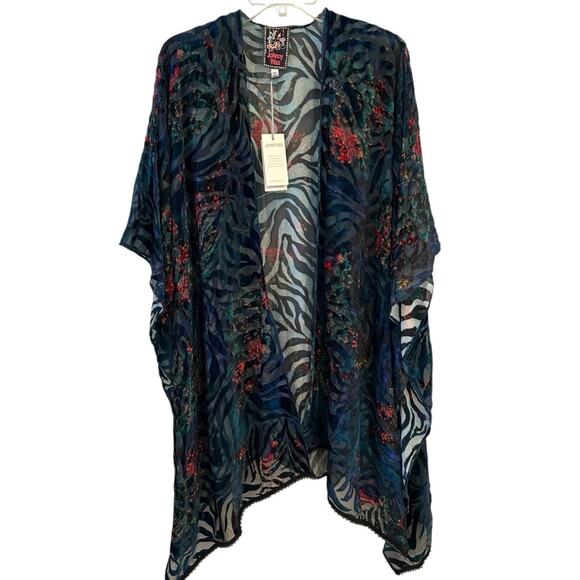 Johnny Was Burnout Silk Blend Velvet Floral Shawl Wrap OS - Picture 1 of 10